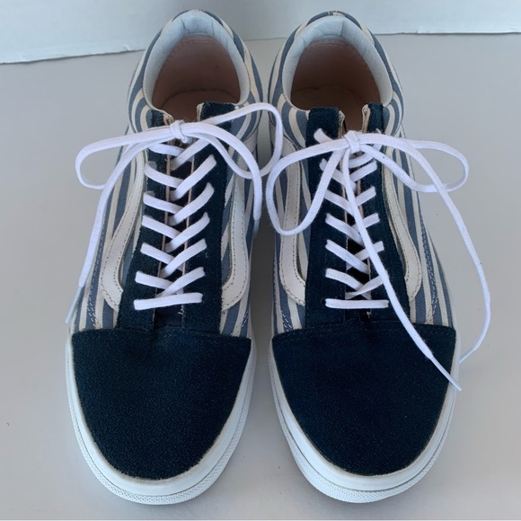 Vans Old Skool Stripes Navy White Blue W 7 M 5.5 Htf - Picture 2 of 12